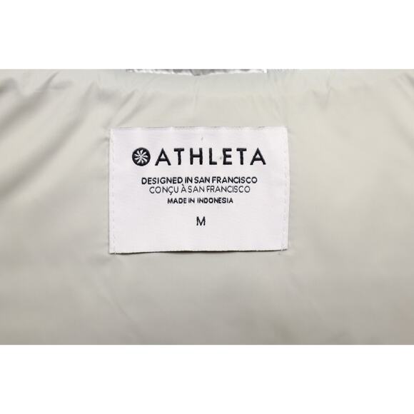 Athleta Women's Downtown Silver Metallic Puffer Vest Quilted Snaps Sz M - Picture 7 of 11